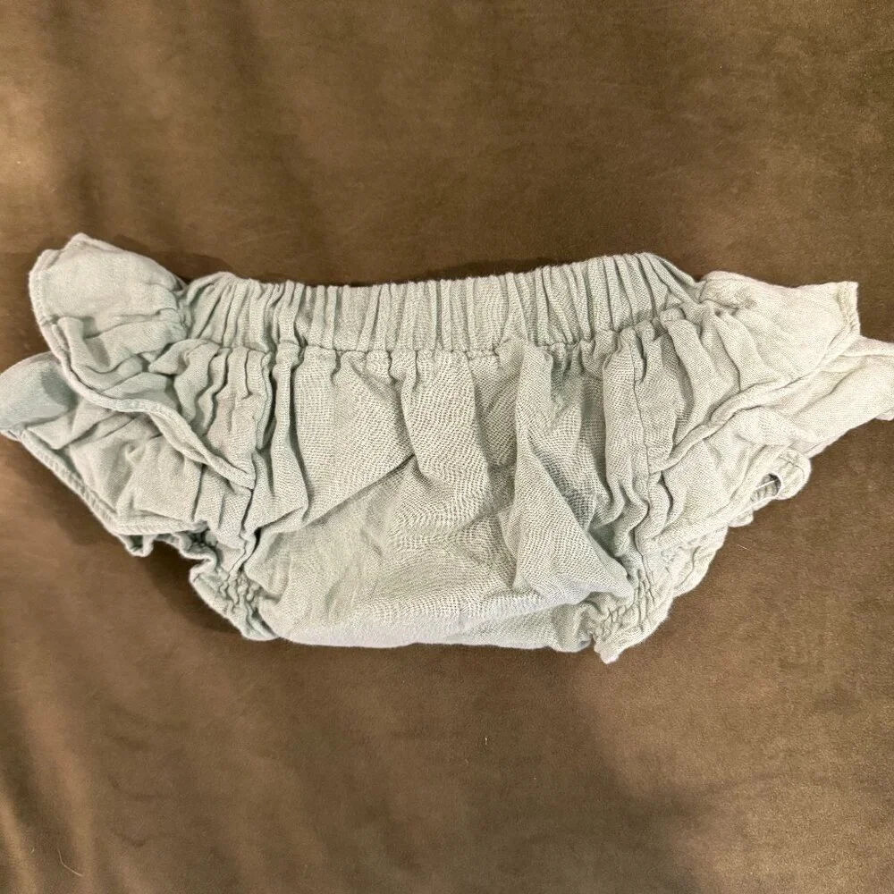 double ruffle bloomer | mistletoe | organic cotton gauze - 6-12m